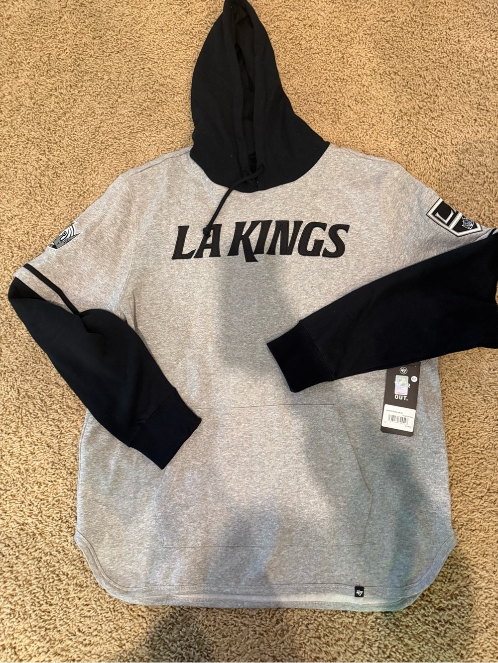 LA Kings Men's Gray and Black Pullover Hoodie